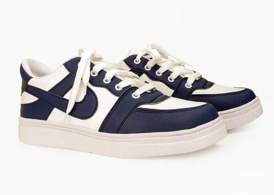 Premium Navy Blue & White Street Sneakers for Men | Lightweight Casual Lace-Up Shoes