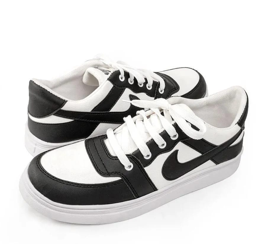 Premium Black & White Street Sneakers for Men | Trendy Casual Lace-Up Shoes