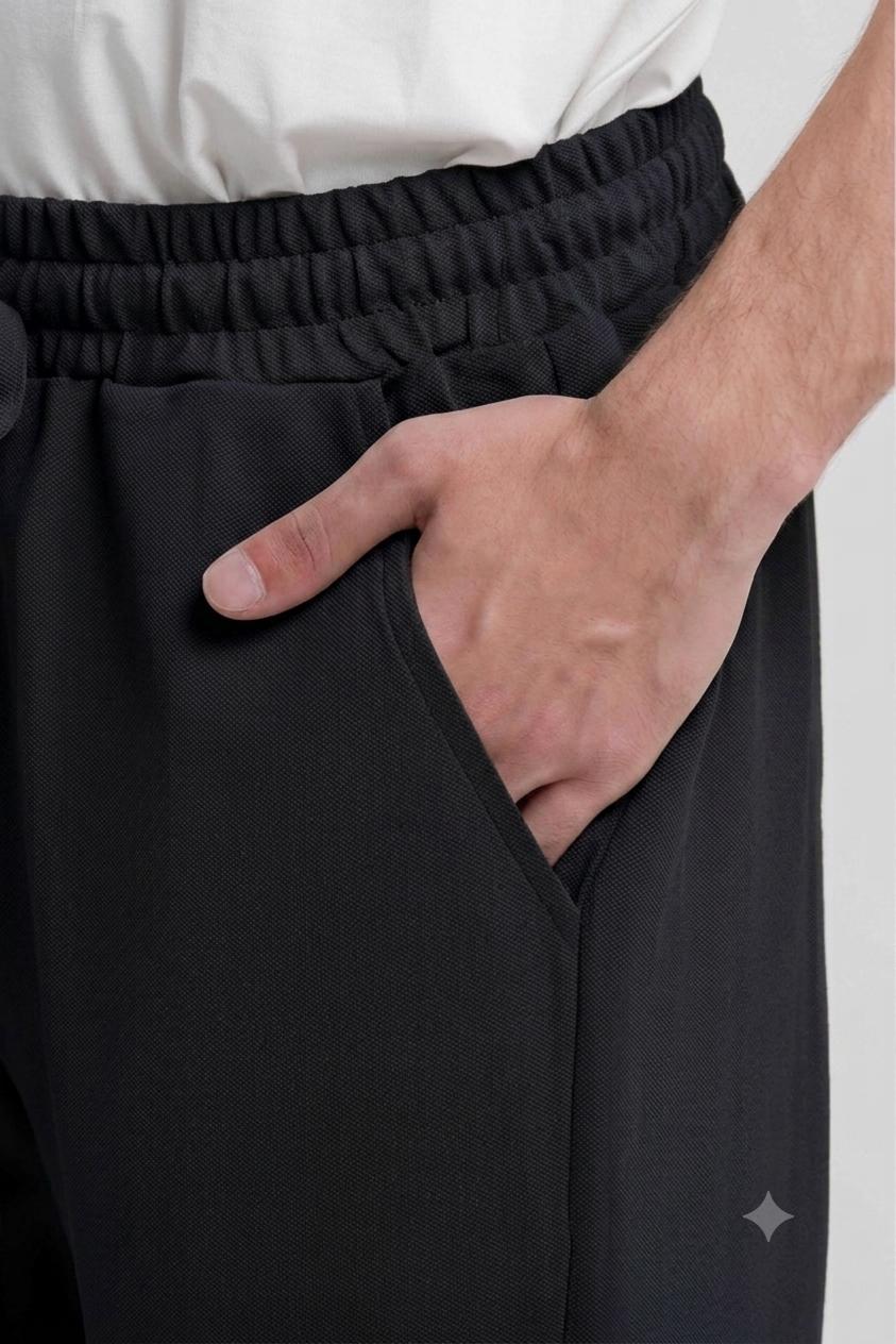 Premium Oversized Baggy Trousers – Black | Relaxed Fit Heavyweight Cotton