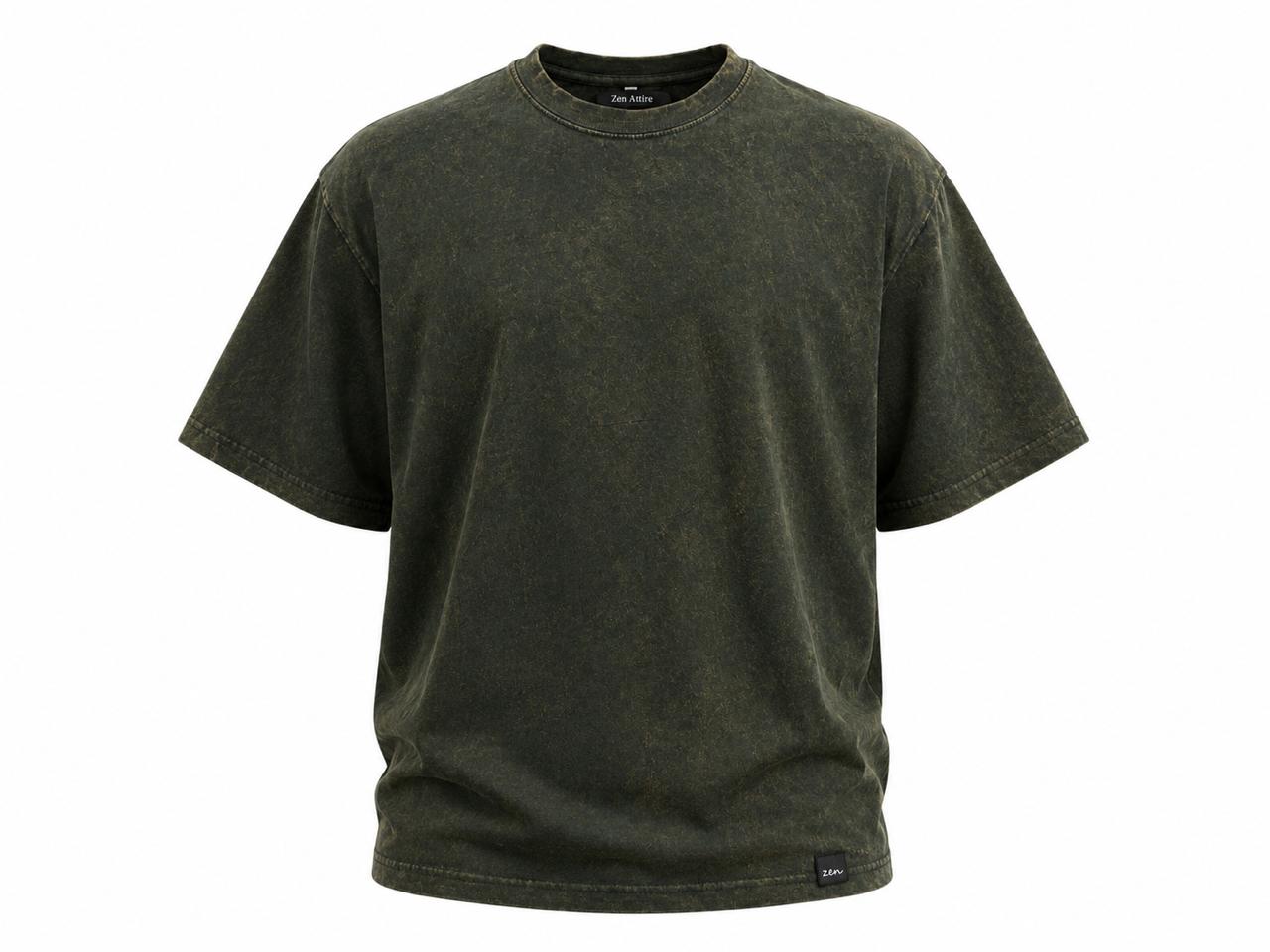Premium olive green Acid Wash Oversized drop shoulder T-Shirt | relex fit Cotton Streetwear T-shirt