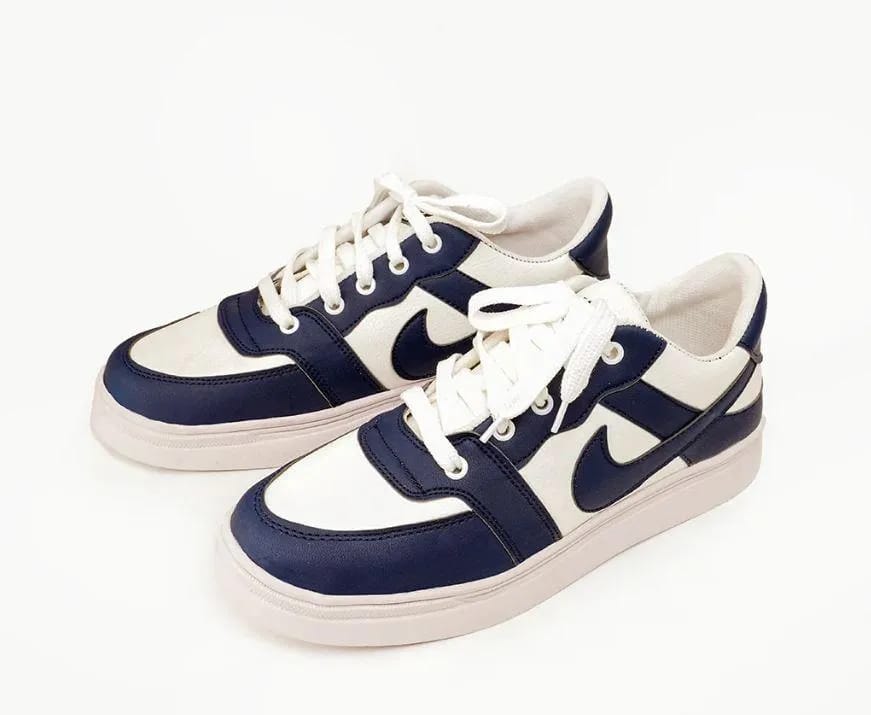 Premium Navy Blue & White Street Sneakers for Men | Lightweight Casual Lace-Up Shoes