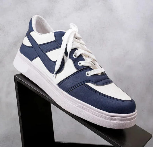 Premium Navy Blue & White Street Sneakers for Men | Lightweight Casual Lace-Up Shoes