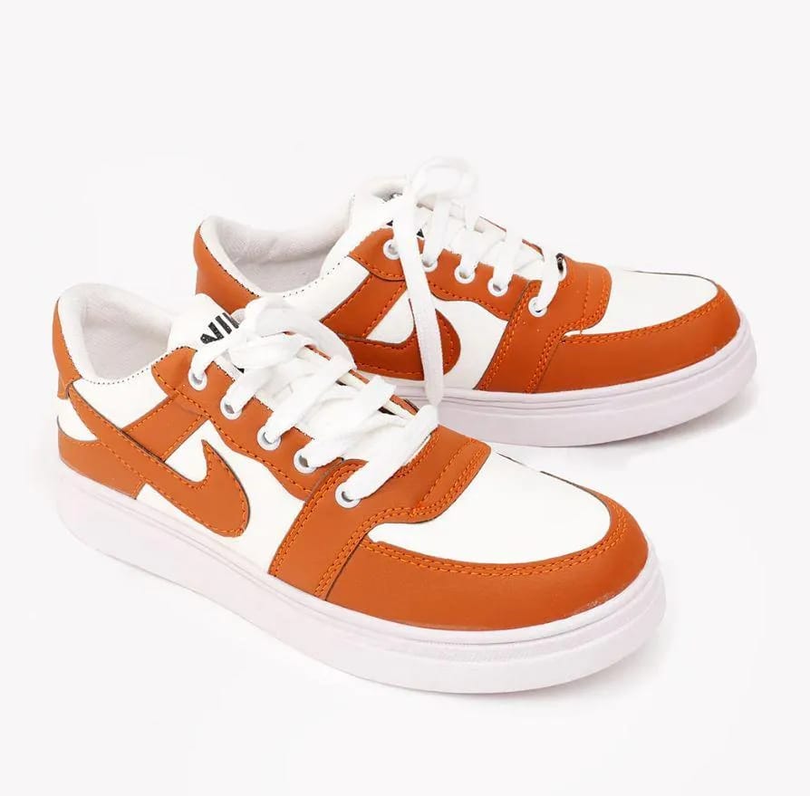 Premium Brown & White Street Style Sneakers for Men & Women | Lightweight Casual Lace-Up Shoes | Trendy Fashion Sneakers