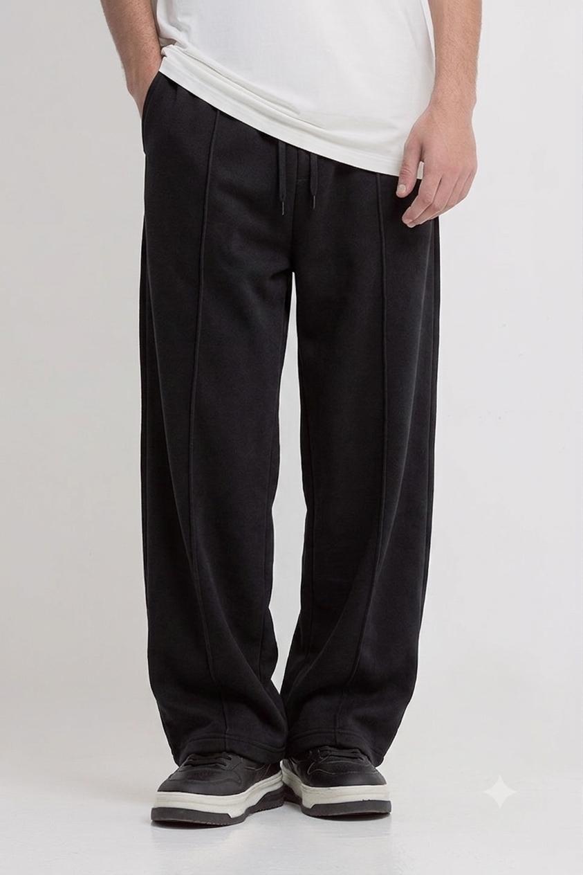 Premium Oversized Baggy Trousers – Black | Relaxed Fit Heavyweight Cotton