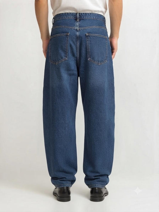 Premium Blue Balloon Fit Jeans | Oversized Tapered Denim