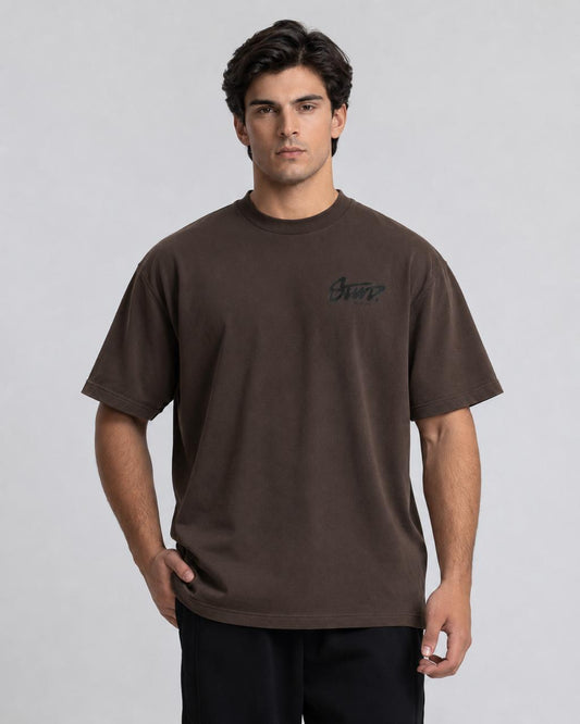 Premium Brown Oversized drop shoulder T-Shirt | Heavyweight Cotton Relaxed Fit
