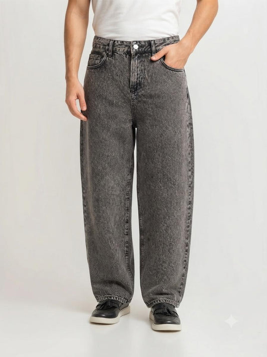 Premium Grey Loose Fit Jeans | Vintage Wash Relaxed Denim