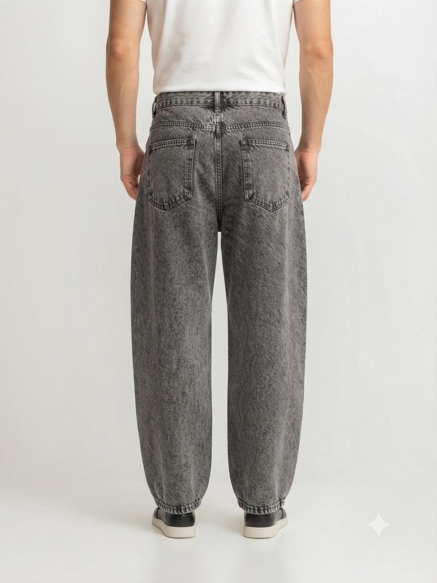 Premium Grey Loose Fit Jeans | Vintage Wash Relaxed Denim
