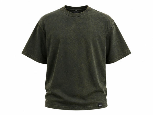 Premium  olive green Acid Wash Oversized drop shoulder  T-Shirt | relex fit Cotton Streetwear T-shirt