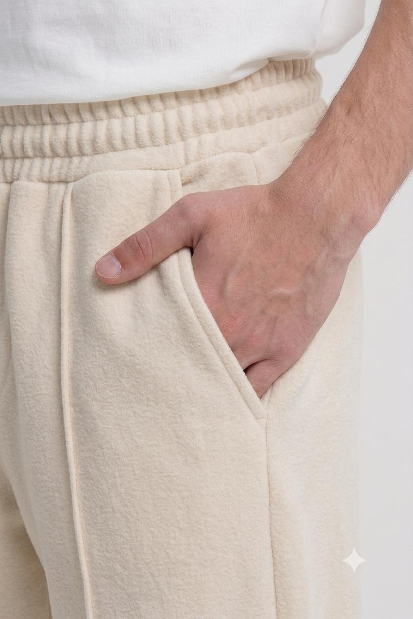 Premium Oversized Baggy Trousers – Off-White | Relaxed Fit Heavyweight Cotton