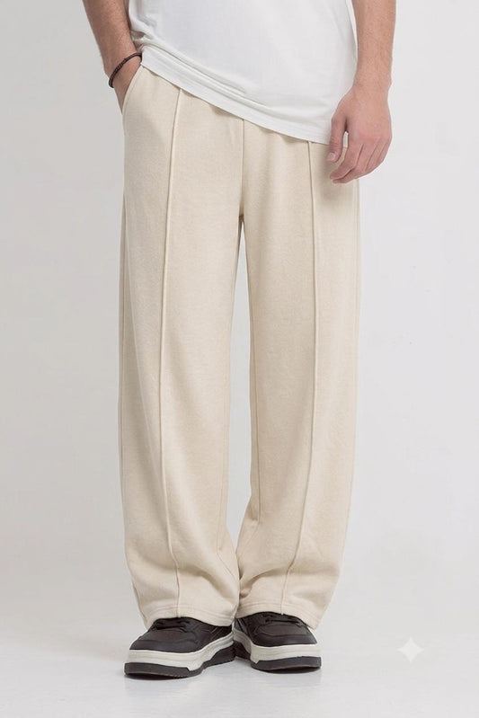 Premium Oversized Baggy Trousers – Off-White | Relaxed Fit Heavyweight Cotton